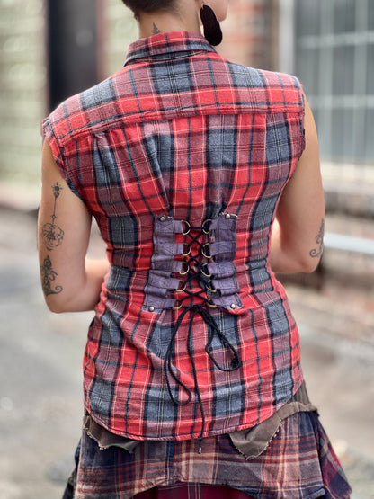 Scarlett Plaid Corset Button Up Top