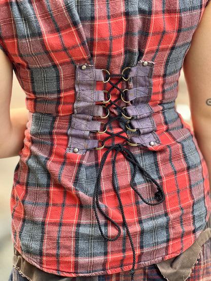 Scarlett Plaid Corset Button Up Top