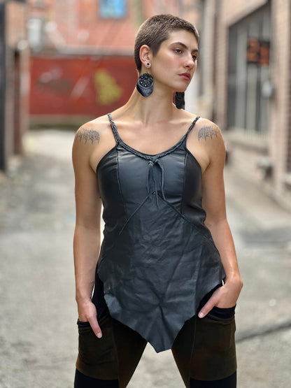 Kitana Black Leather Corset Halter