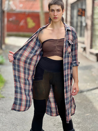 Sigil Print Long Plaid Flannel Robe