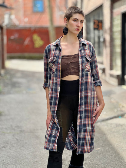 Sigil Print Long Plaid Flannel Robe