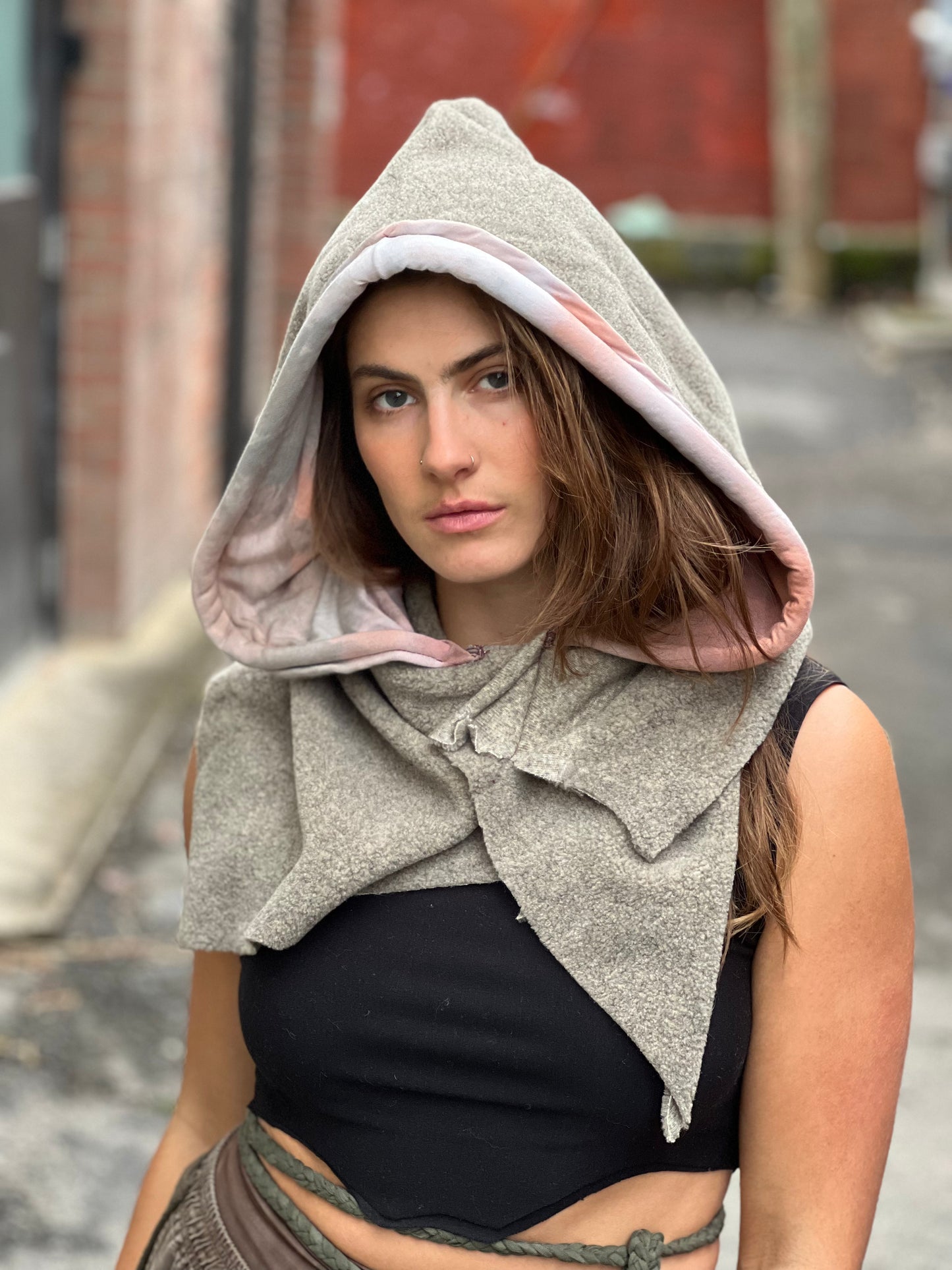 Beige & Blush Pull Over Hood