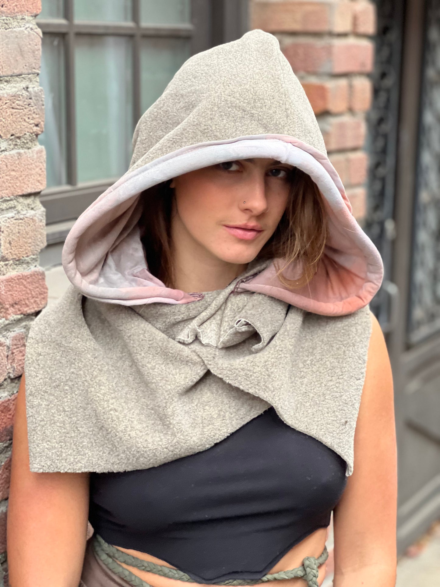 Beige & Blush Pull Over Hood