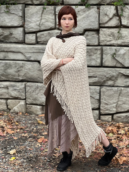 Ivory Long Poncho Cape