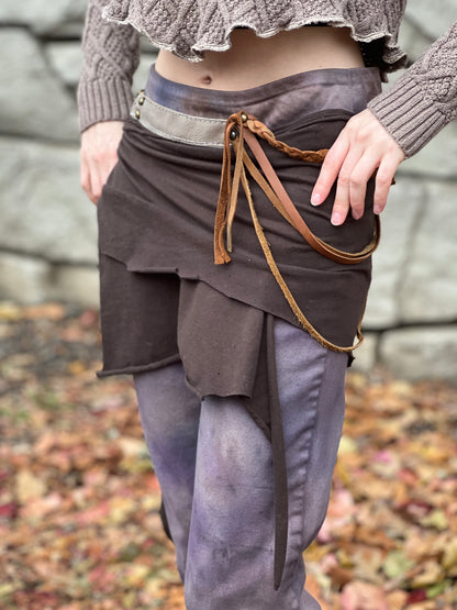 Dyed Skirted Leather Strap Pants