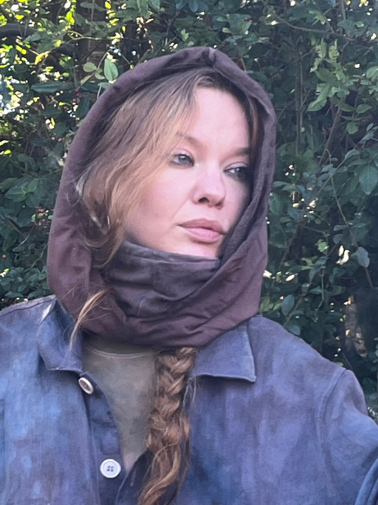 Dyed Lavender Bamboo Fleece Veil Hood