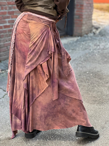 Mauve Layered Maxi Cotton Skirt