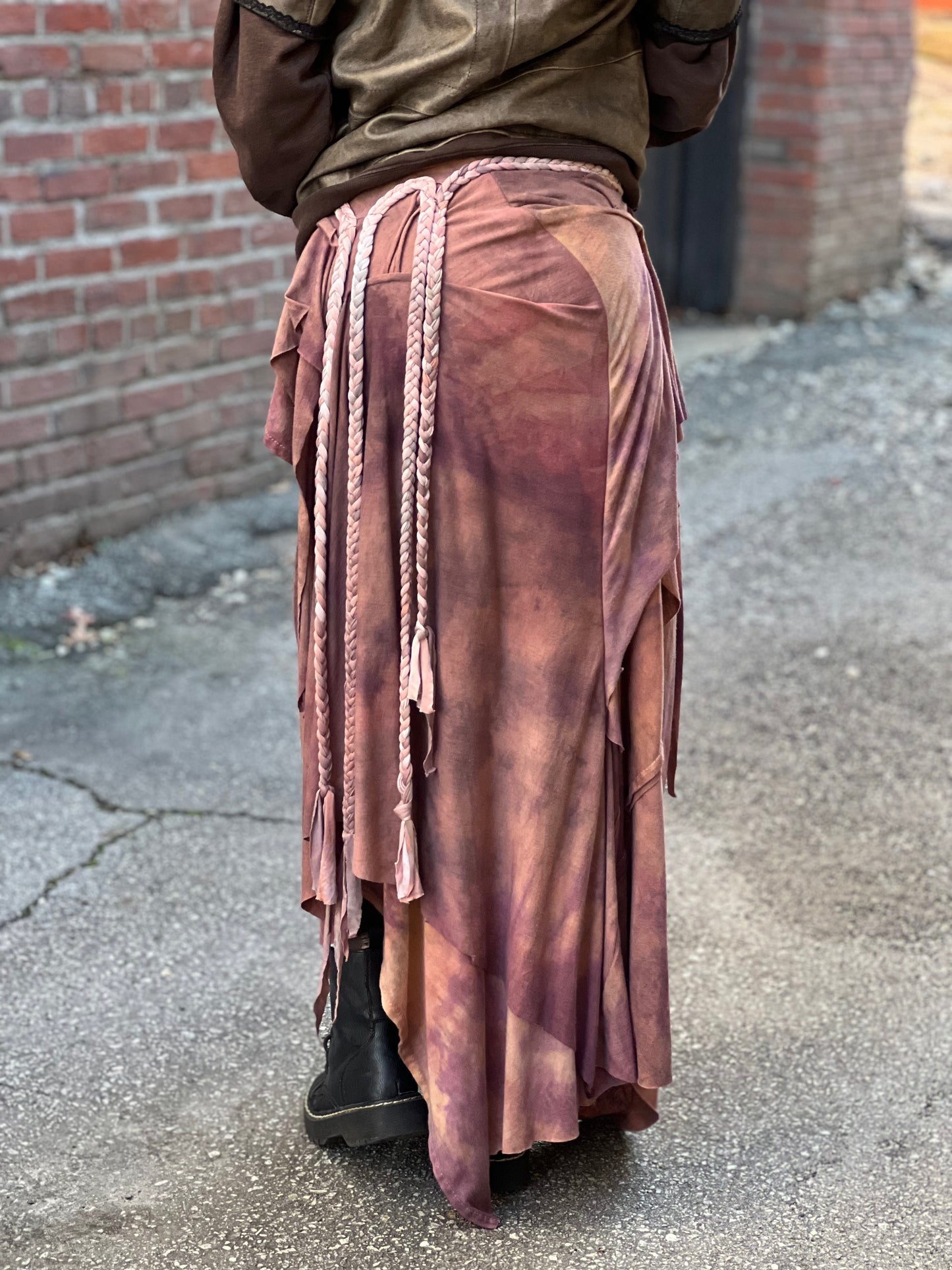 Mauve Layered Maxi Cotton Skirt