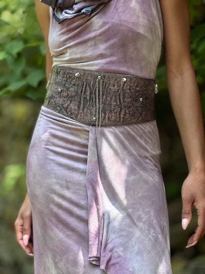 Mauve Noir Leather Cincher Belt