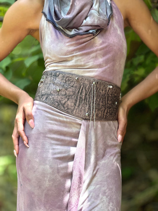 Mauve Noir Leather Cincher Belt