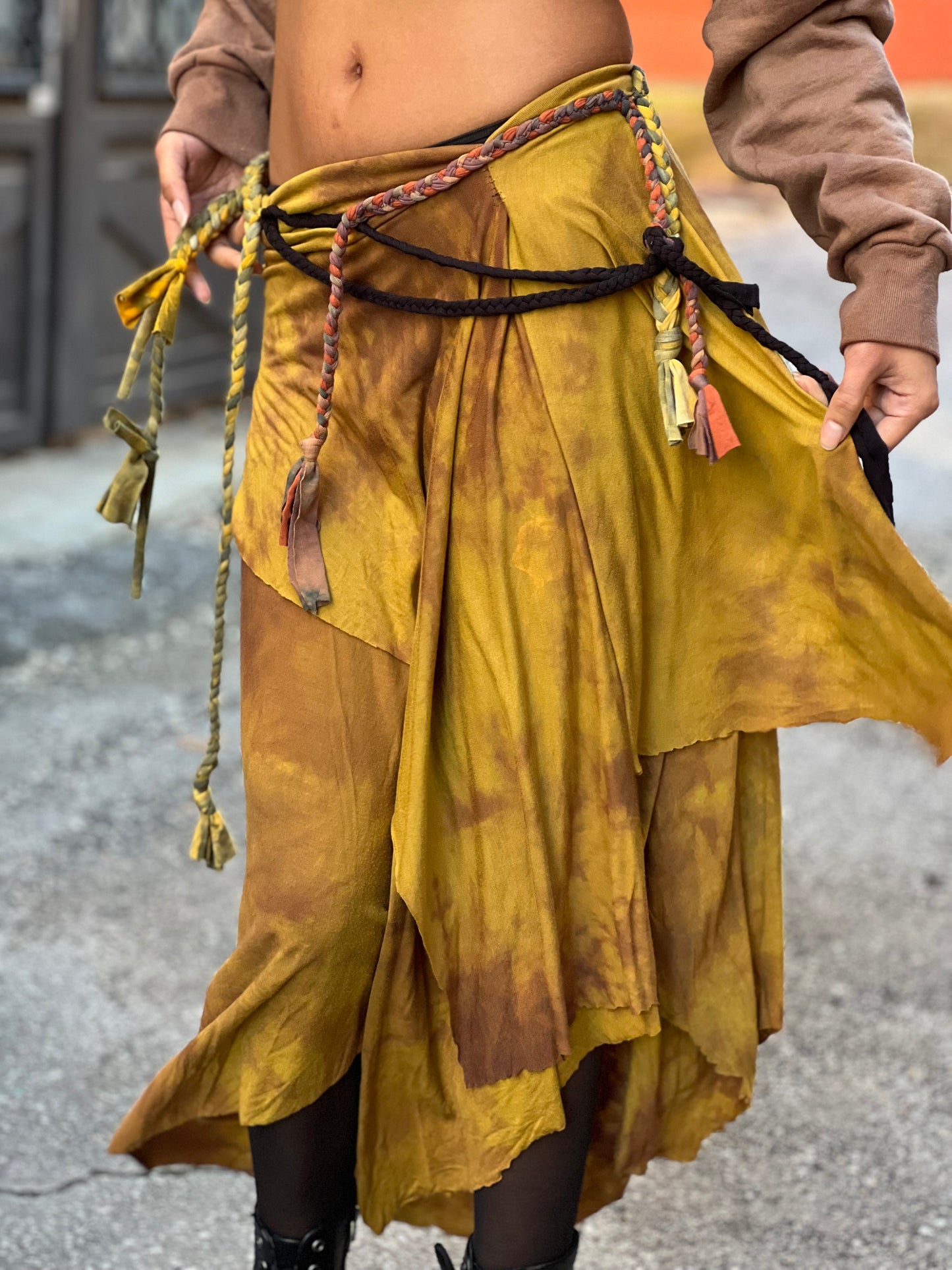 Antique Canary Braided Maxi Skirt