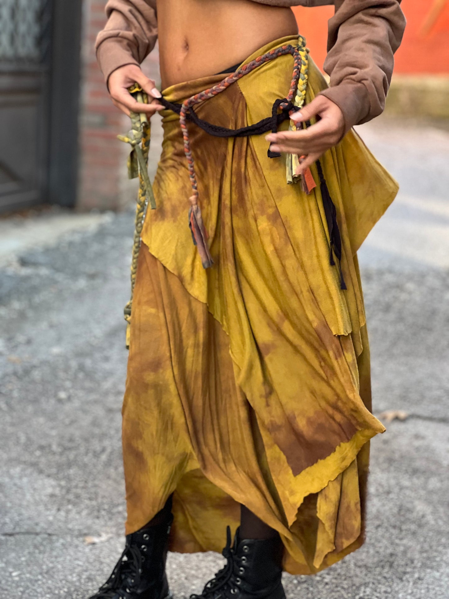 Antique Canary Braided Maxi Skirt