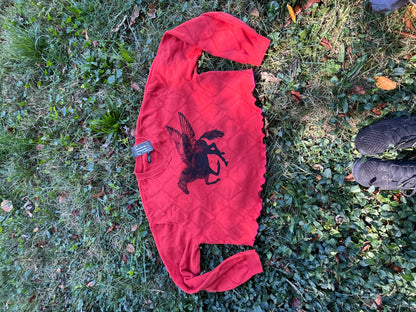 Bright Orange Pegasus Print Crop Sweater