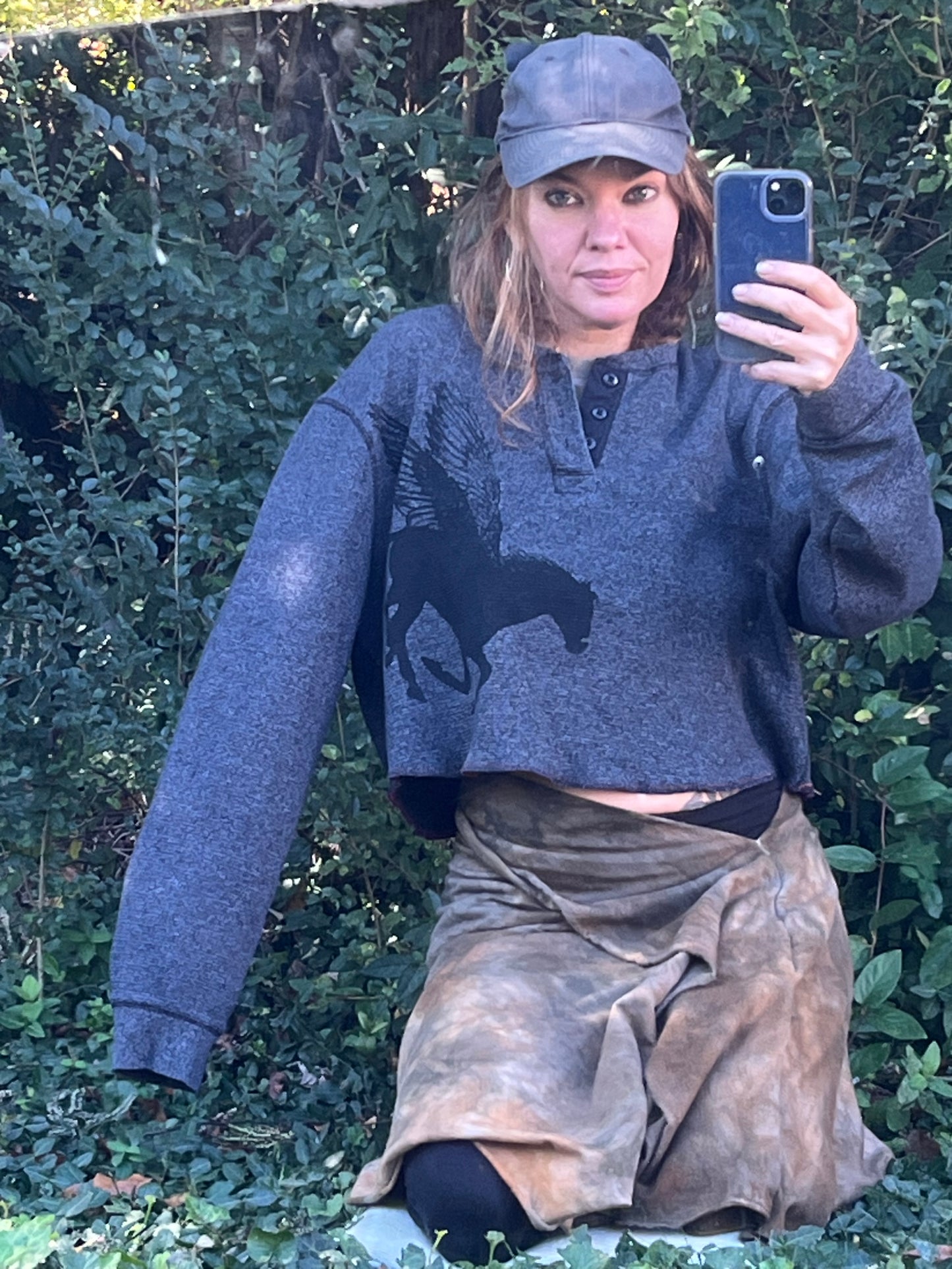 Dark Grey Pegasus Print Thermal Long Sleeve