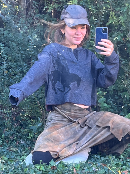 Dark Grey Pegasus Print Thermal Long Sleeve