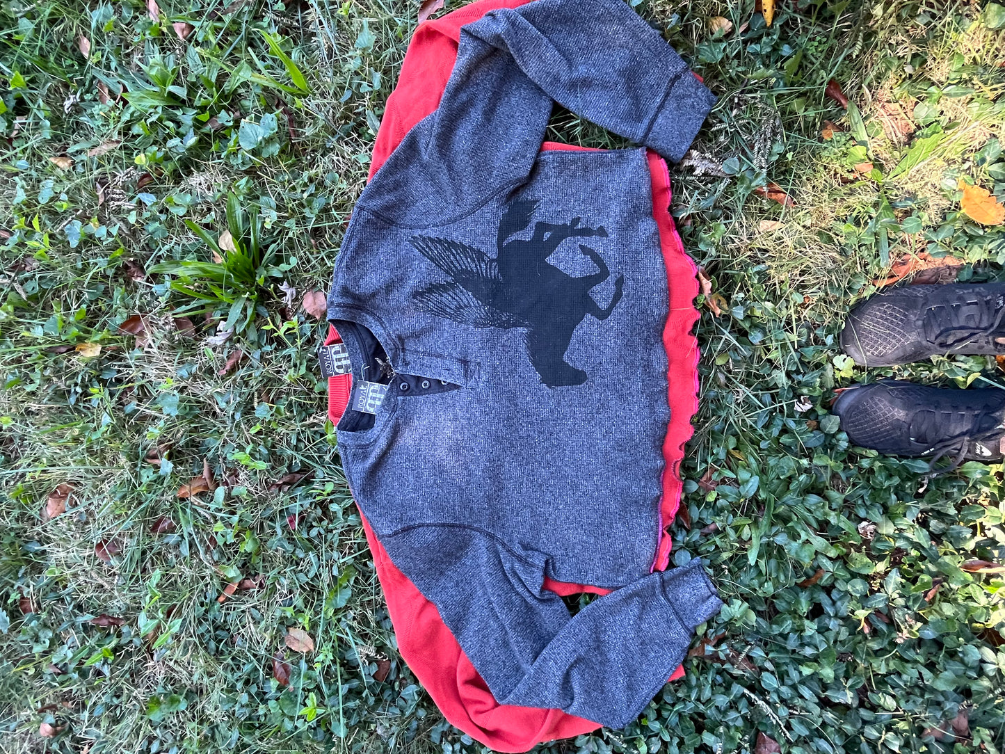 Dark Grey Pegasus Print Thermal Long Sleeve