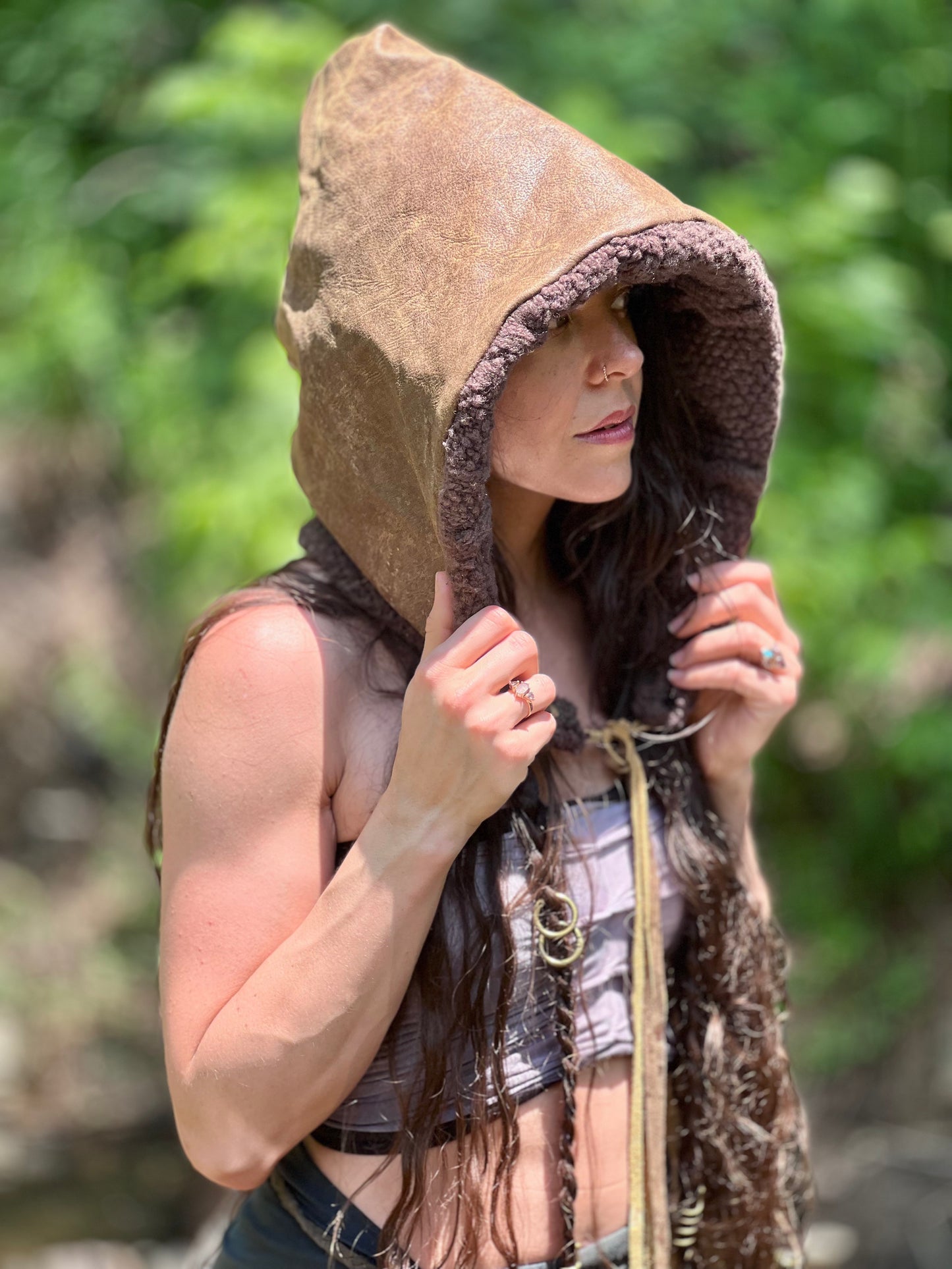 Mushroom Leather Insulated Hood