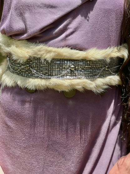 Fur & Metallic Leather Cincher