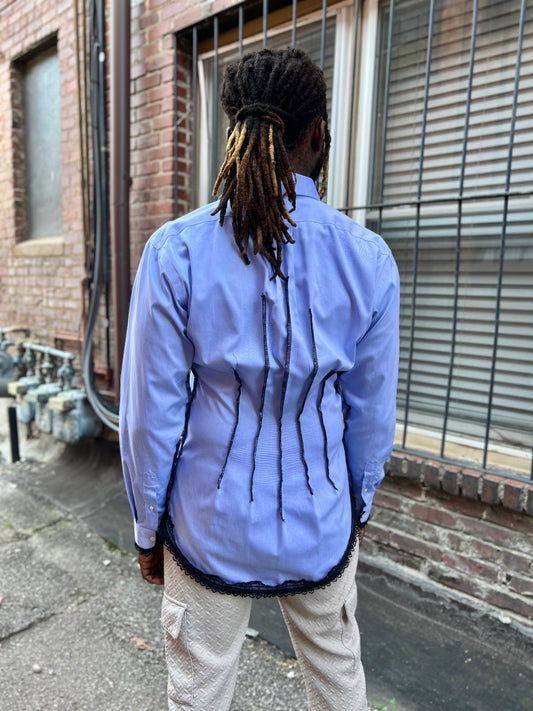 Sky Blue Button Down Serged Dress Shirt