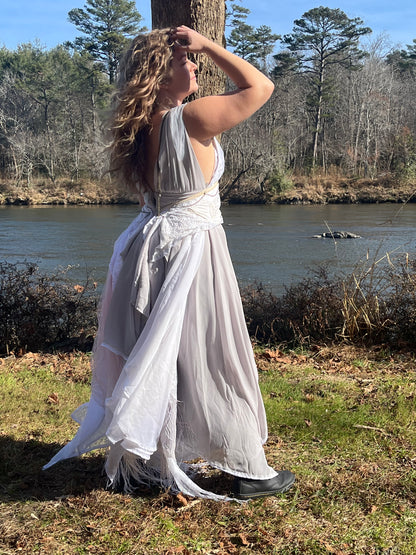 She Wolf Deep Neck Layered Gown