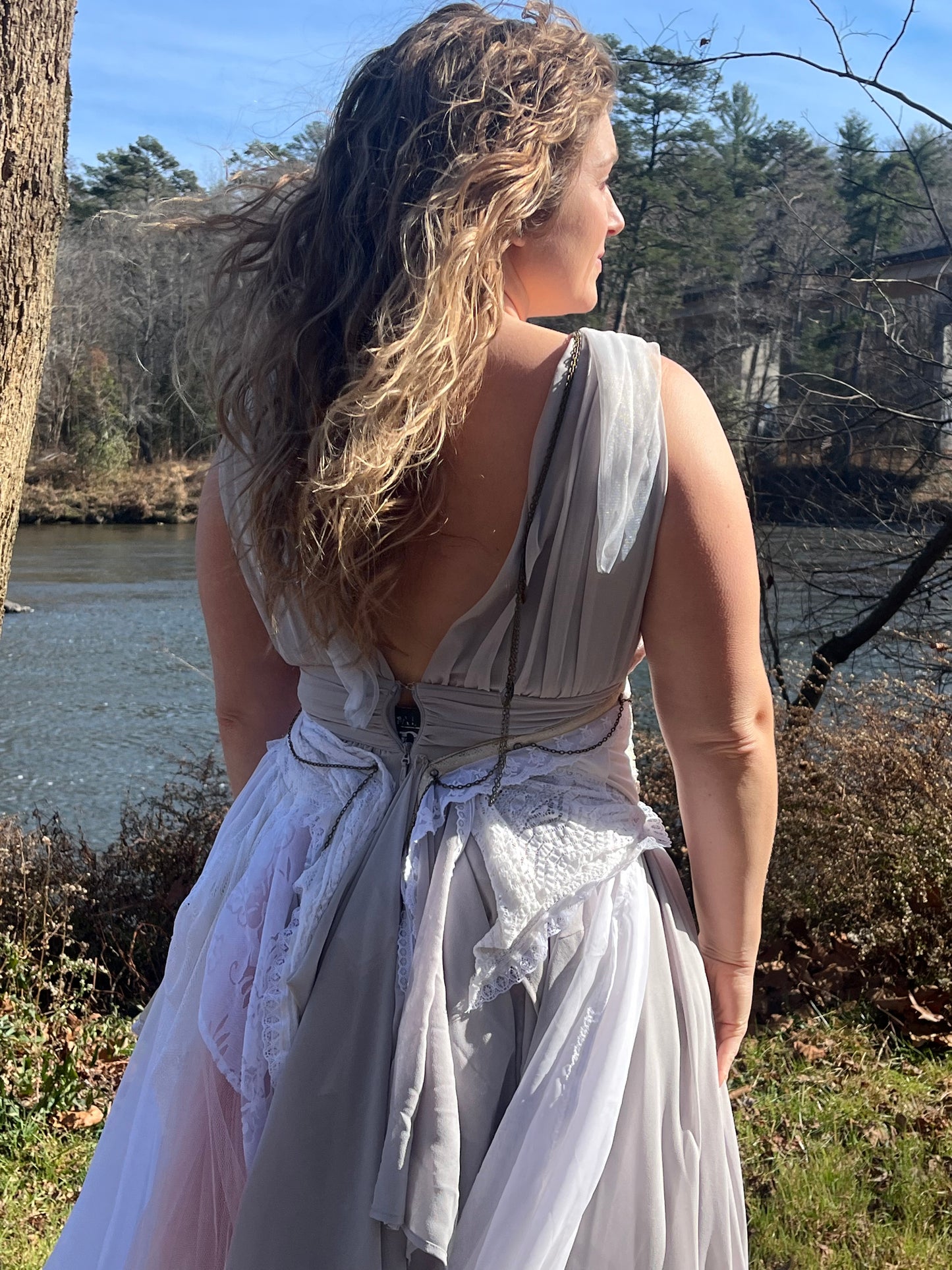 She Wolf Deep Neck Layered Gown