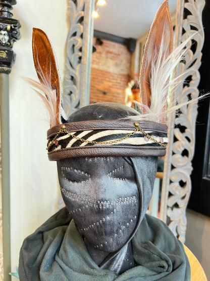 Brown Fluffy Zebra Headband