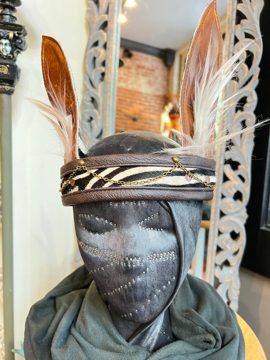Brown Fluffy Zebra Headband