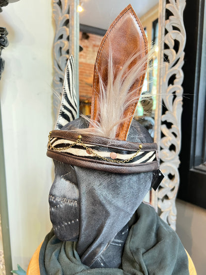 Brown Fluffy Zebra Headband