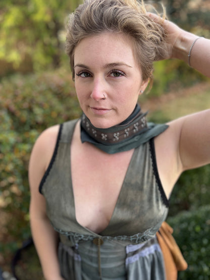 Leather & Fabric Neck Scarf