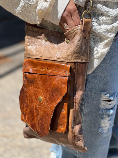 Mauve and Sienna Rustic Western Patchwork Bucket Bag