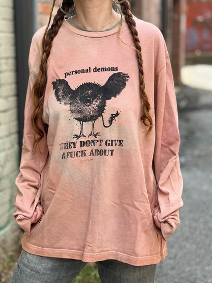 Peach Dyed 'Personal Demons' Long Sleeve
