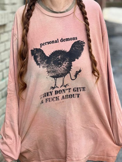 Peach Dyed 'Personal Demons' Long Sleeve