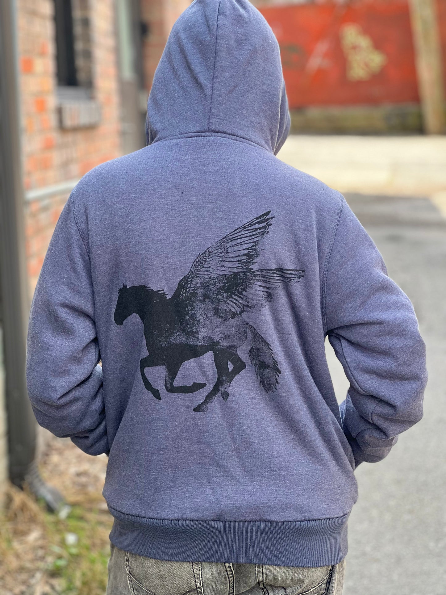 Light Navy 'Pegasus' Zip Hood
