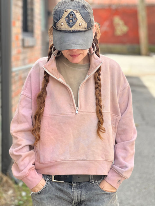 Dyed Peach Sky Zip Sweater