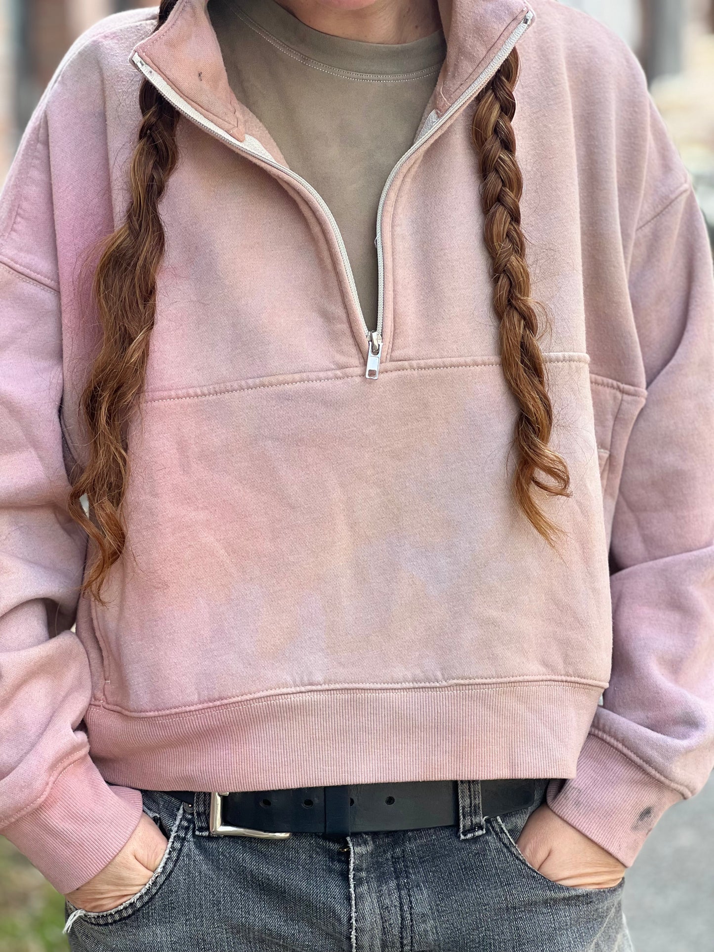 Dyed Peach Sky Zip Sweater
