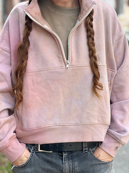 Dyed Peach Sky Zip Sweater