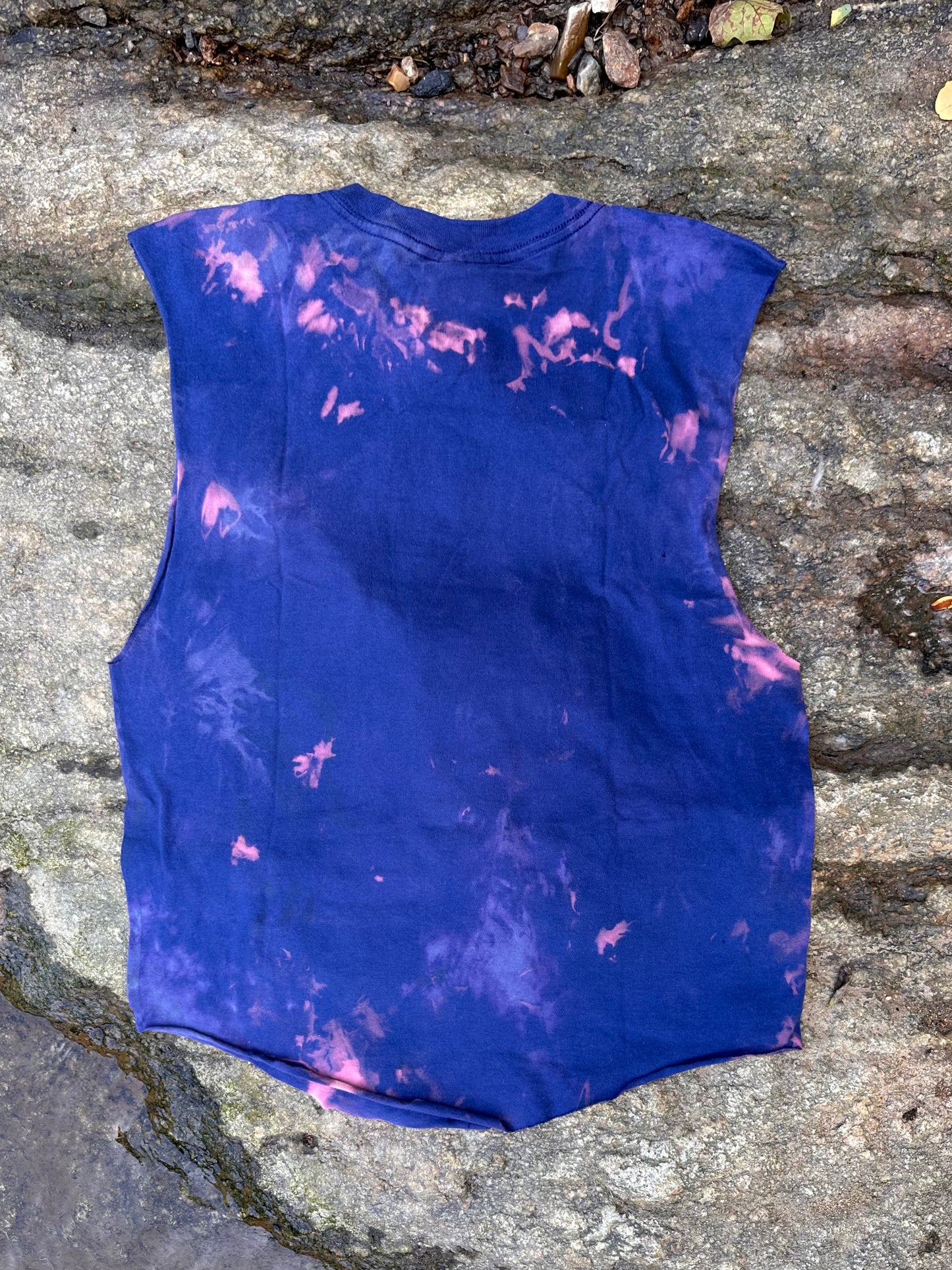 LO - Medium - Dyed Blue-Bubblegum "Pegasus" 100% Cotton Crop Tank