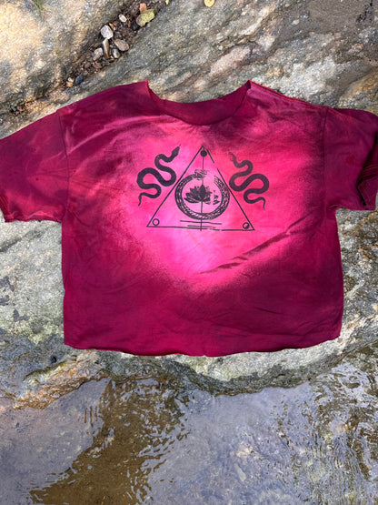 LO - 2XL - Dyed Acid Blood 'Sigil' Scoop Neck Crop Shirt
