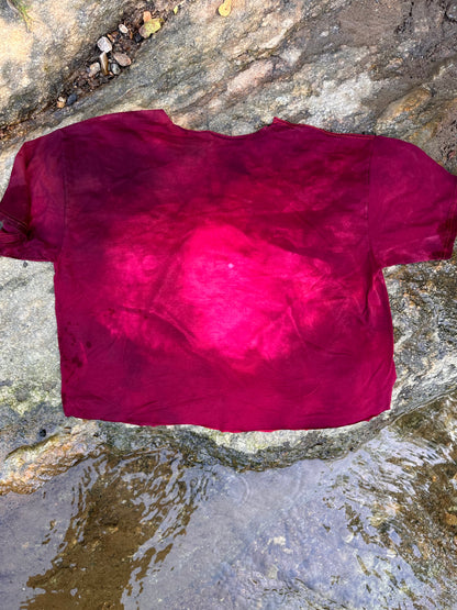 LO - 2XL - Dyed Acid Blood 'Sigil' Scoop Neck Crop Shirt