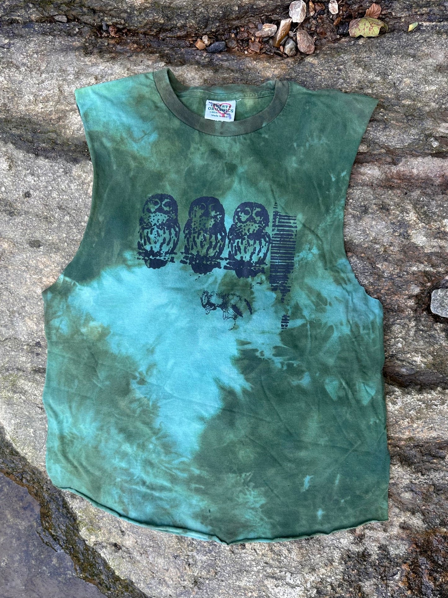 LO - Medium - Dyed Seamoss 'Owl' 100% Cotton Crop Tank
