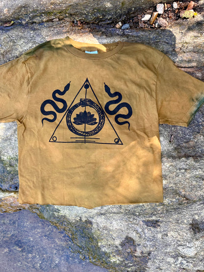 LO - Medium - Dried Moss 'Sigil' 100% Cotton Crop Shirt