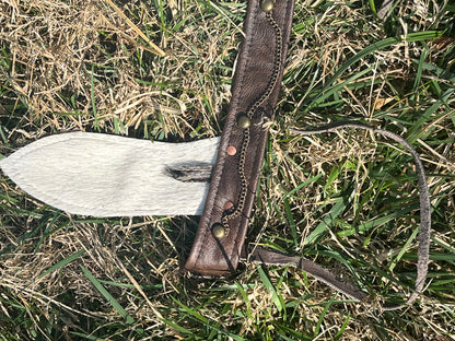 White Bunny Ears w/spot Leather Headband