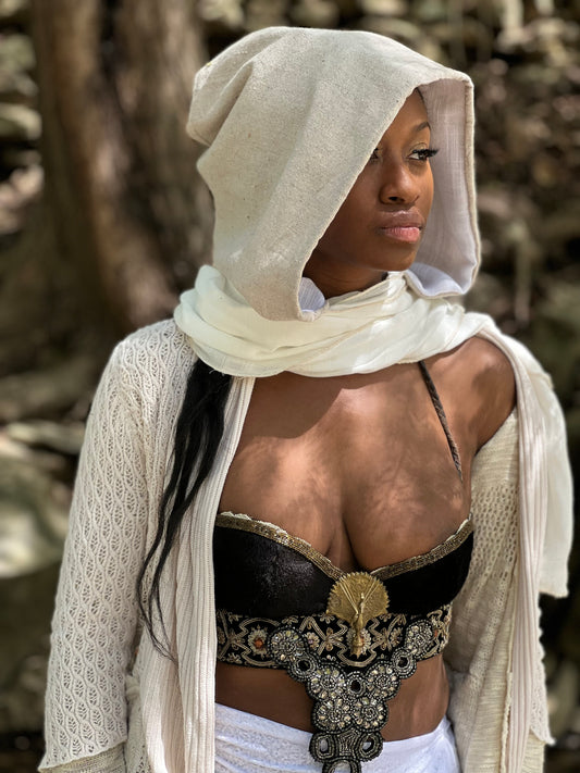 Ivory Hooded Wrap Scarf