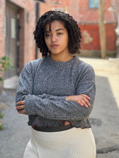 Speckled Grey Crew Neck Crop Sweater