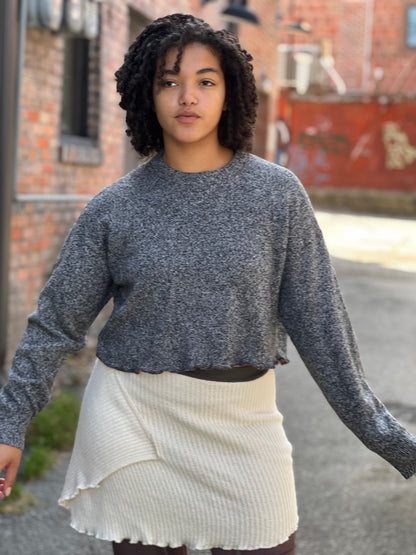 Speckled Grey Crew Neck Crop Sweater
