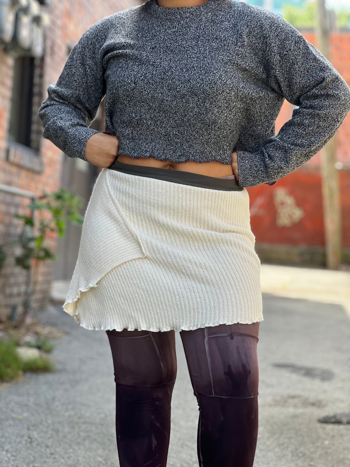Ivory Midi Sweater Skirt