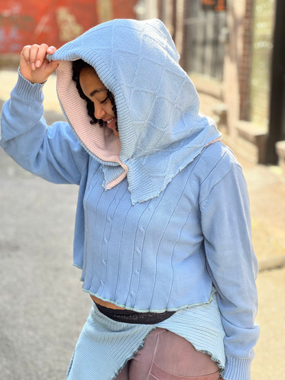 Baby pink & blue Revserible Sweater Hood