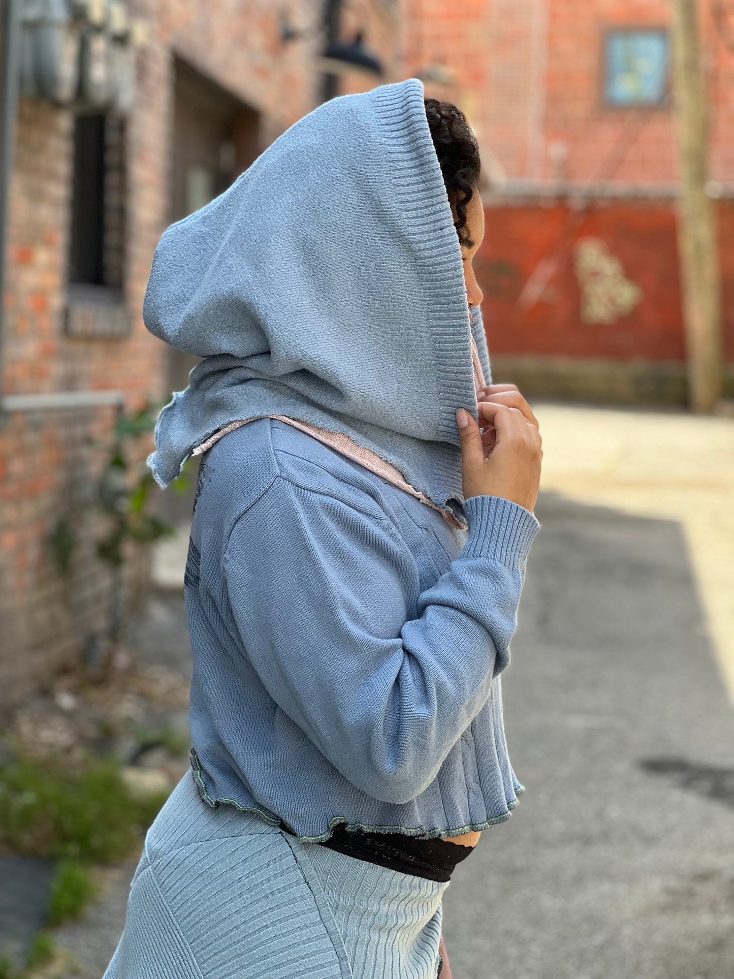 Baby pink & blue Revserible Sweater Hood