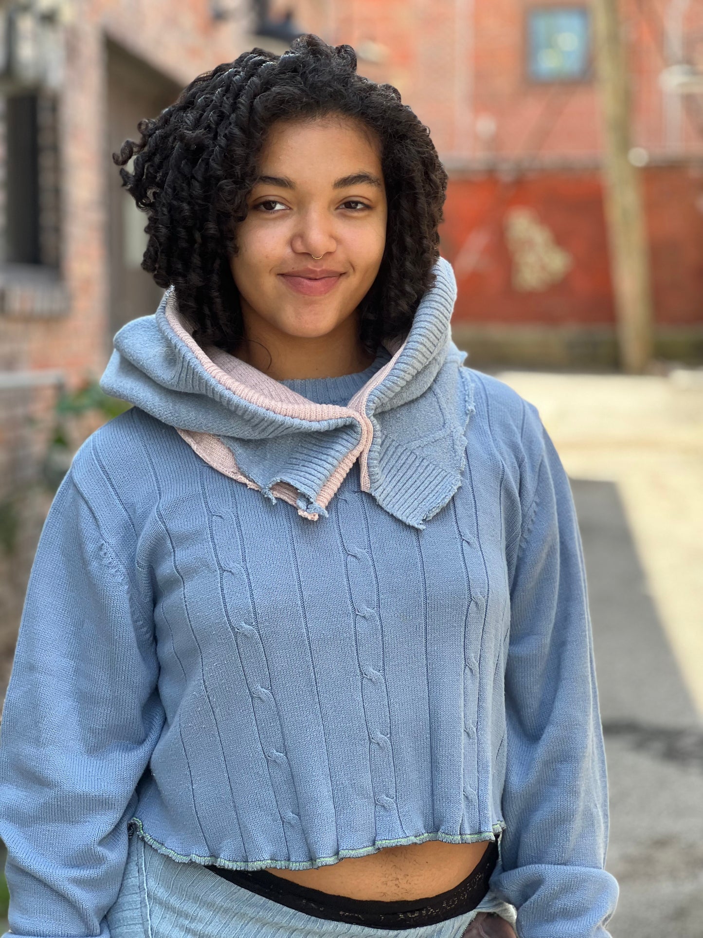 Baby pink & blue Revserible Sweater Hood