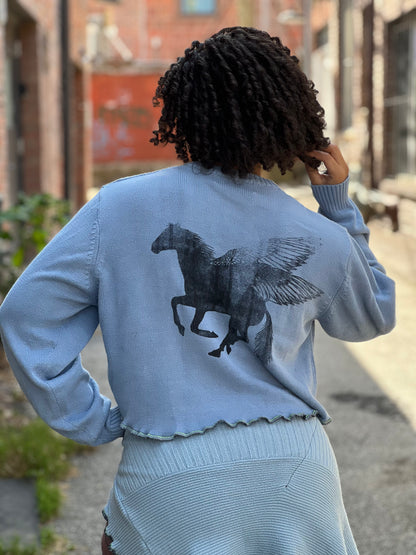 Baby Blue Crew Neck Crop Sweater
